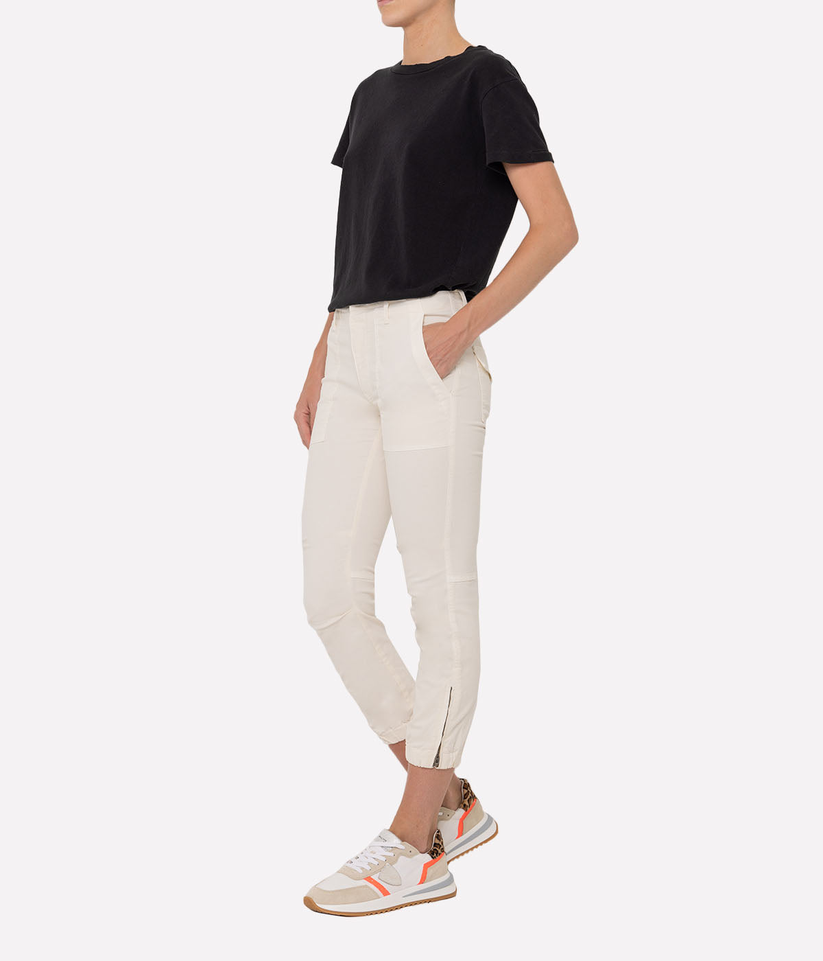 Cropped Military Pant in Eggshell