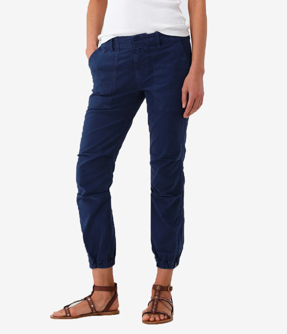 Cropped Military Pant in Marine Blue