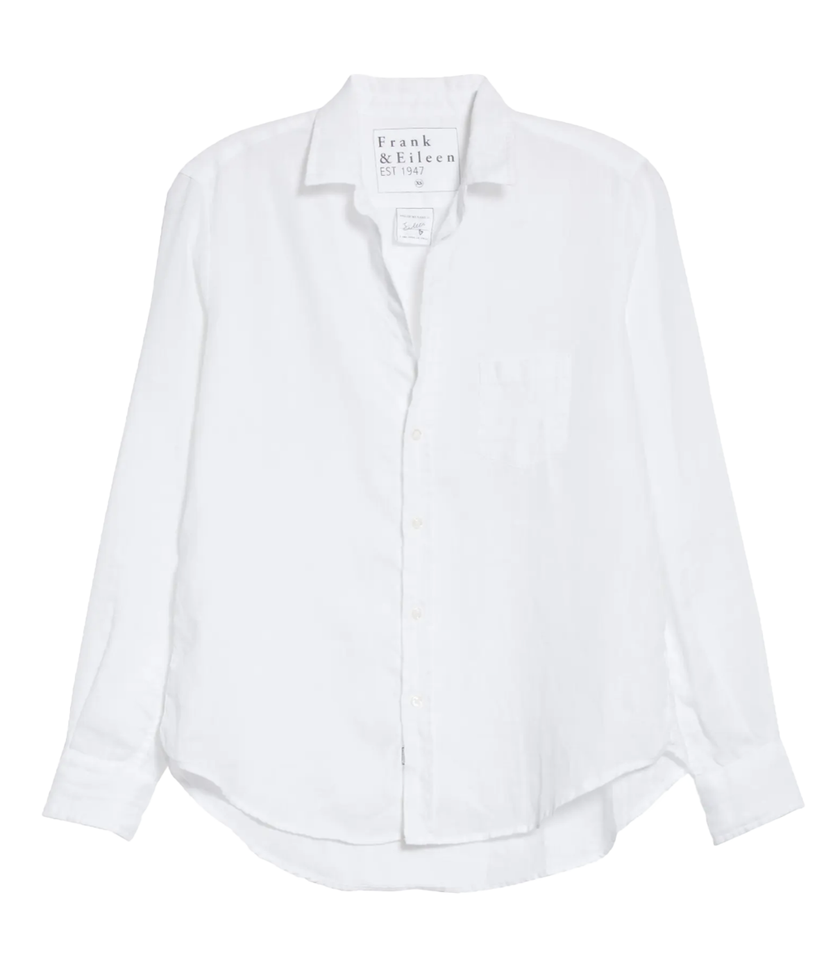 A classic white linen button down in a white colourway, with collar detailing and front button down detail. Boyfriend white shirt, everyday basic, classic white shirt, 100% linen, ,made in USA, bra friendly. 