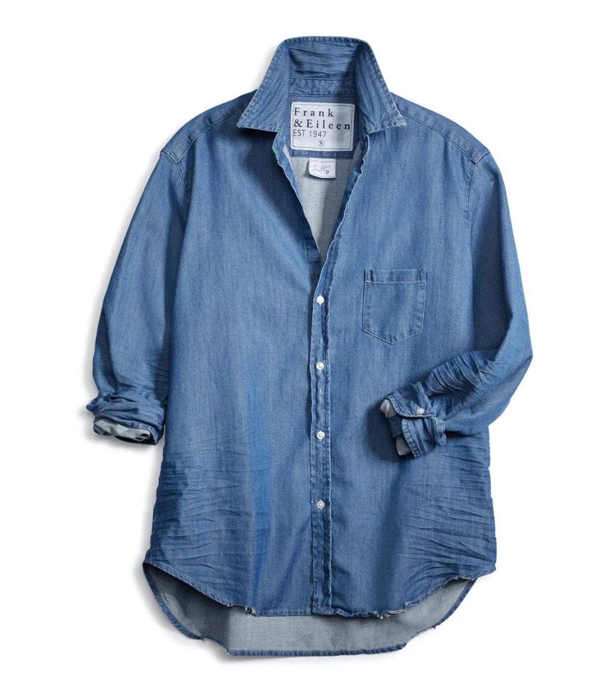 Eileen Woven Denim Button Up Vintage in Stonewashed Indigo