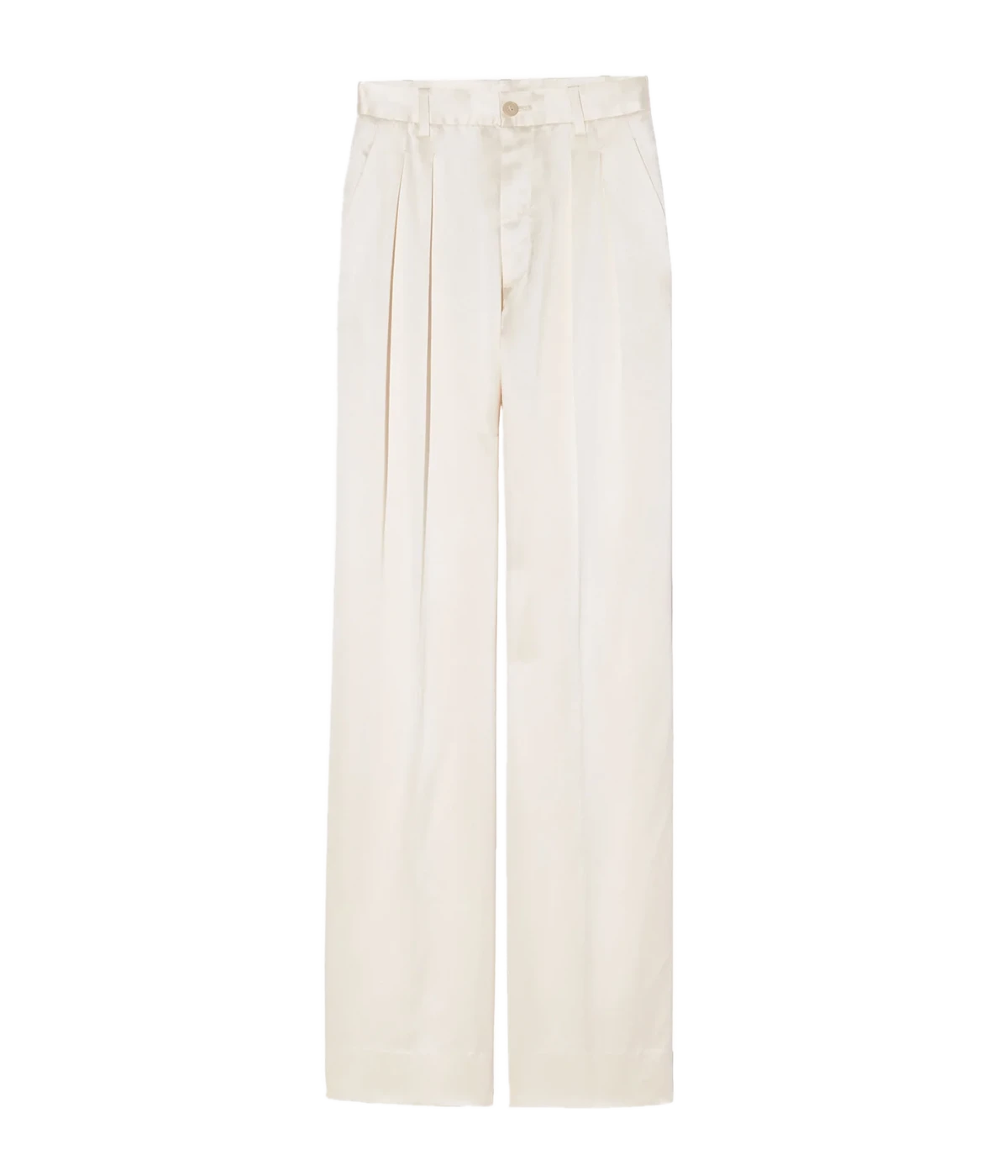 Etienne Pleated Silk Pant in Ivory