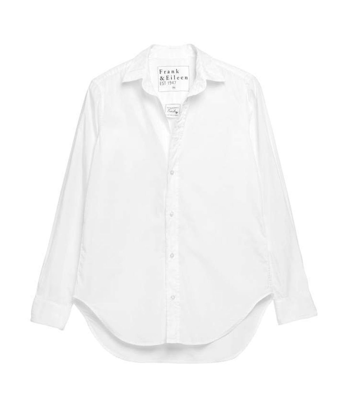 Eileen Woven Button Up in White Light Poplin