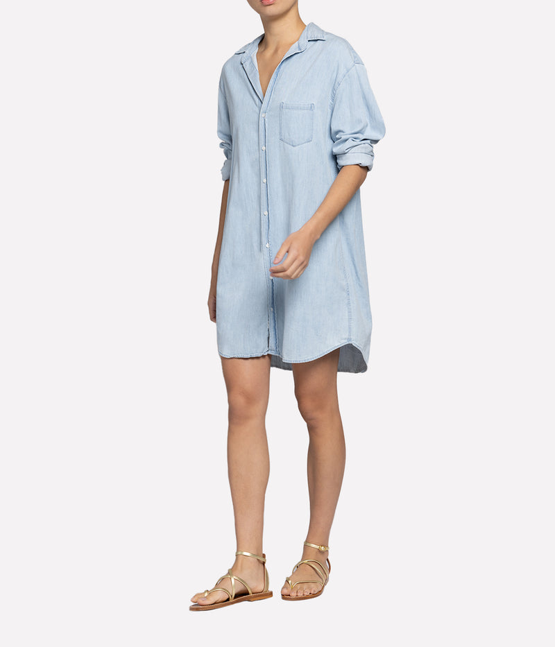 Mary Woven Denim Button-Up Dress by Frank & Eileen – Hand-Dyed Chambray Shirt Dress in 100% Italian Cotton, Long Sleeves, Just Above Knee Hemline
