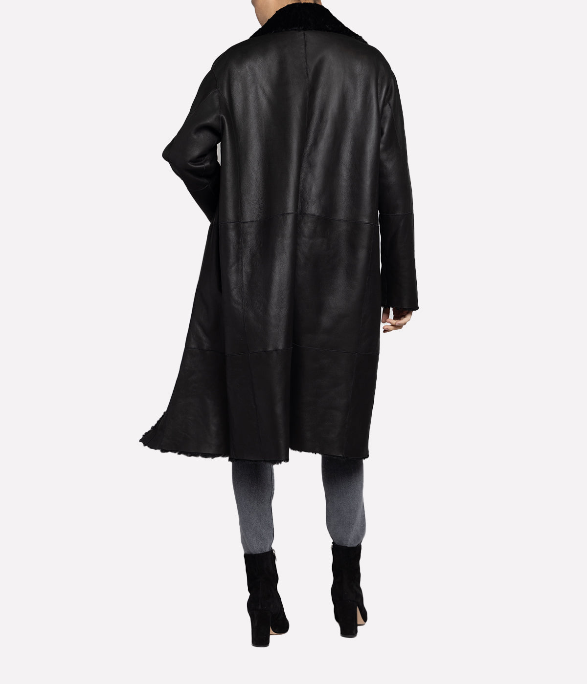 Ricamo Coat with Belt in Nero