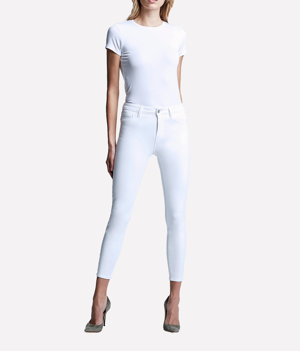 *FINAL SALE* Marguerite High Rise Skinny Jean in Blanc Coated