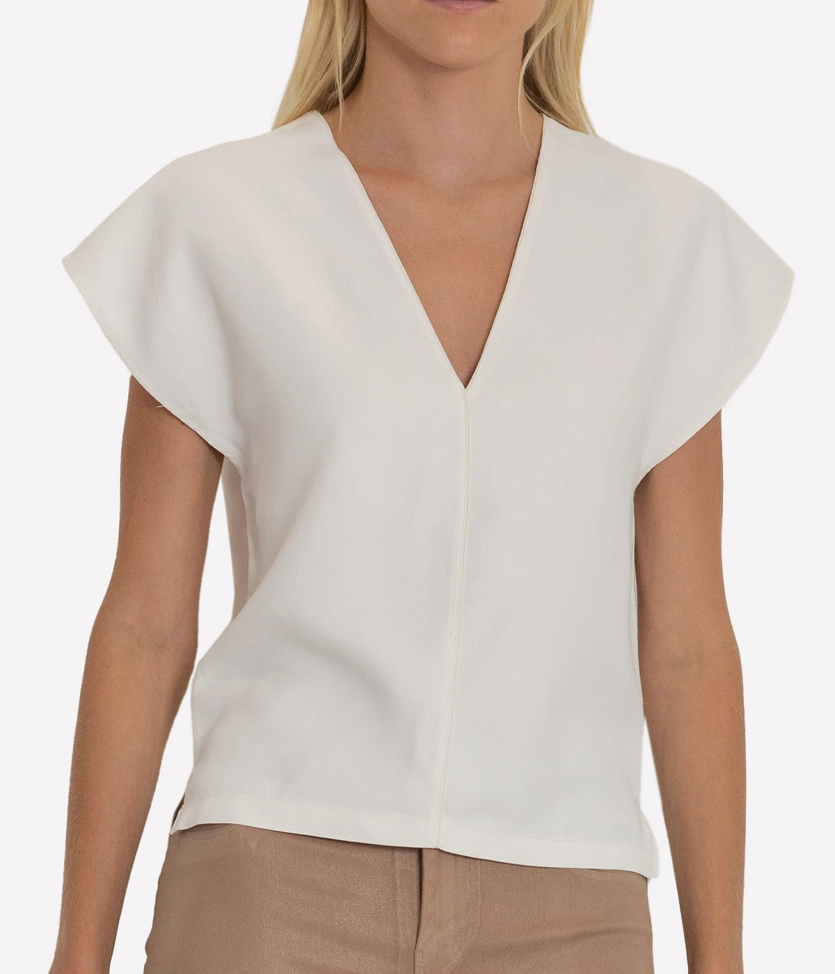 Fluid Ottoman V Neck Top in Pure