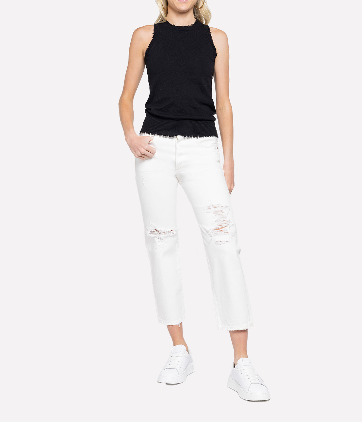 Frayed Tank in Black