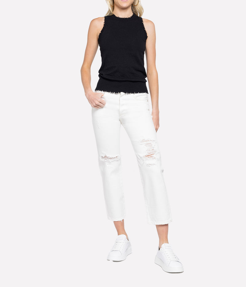 Frayed Tank in Black