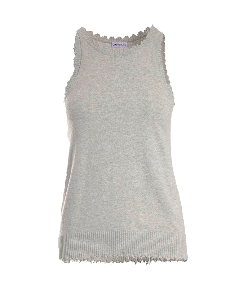 Frayed Tank in Light Heather Grey