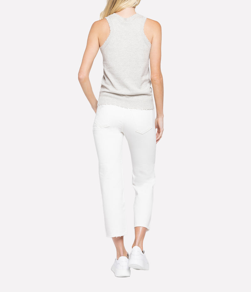 Frayed Tank in Light Heather Grey