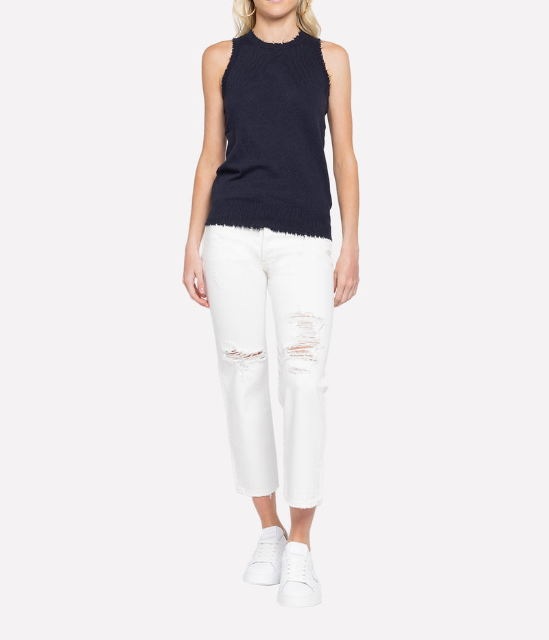 Frayed Tank In Navy
