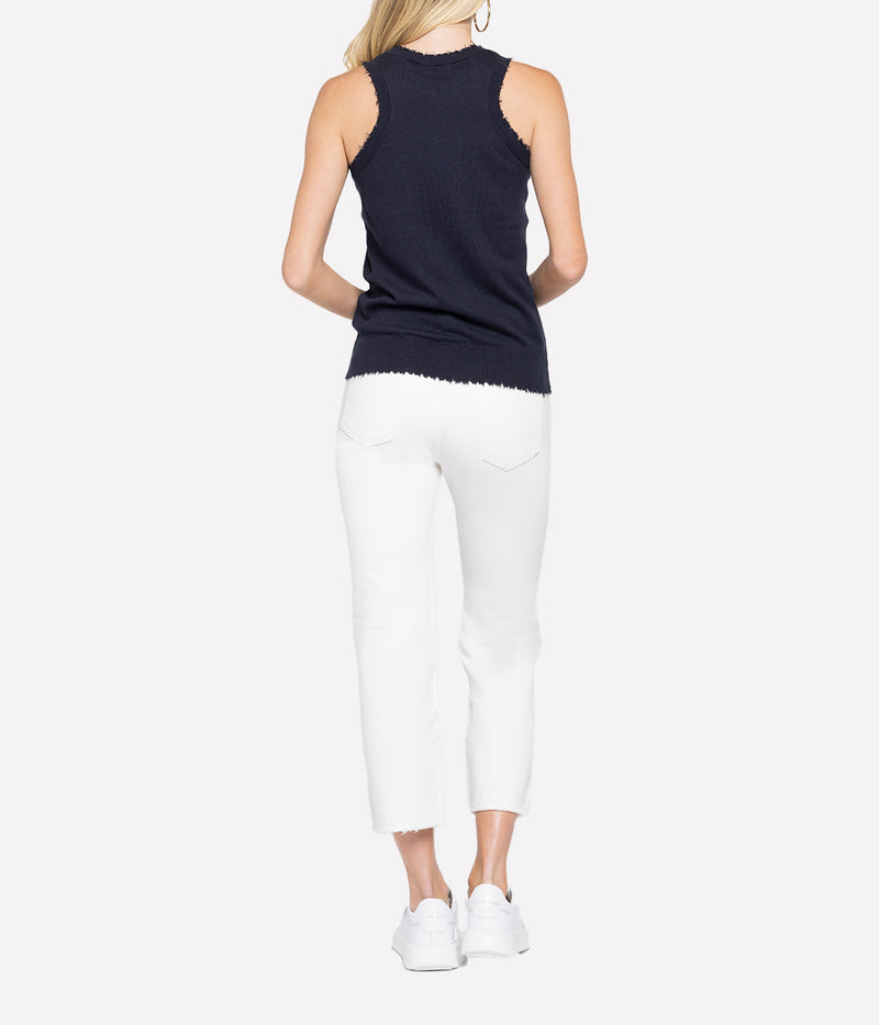 Frayed Tank In Navy