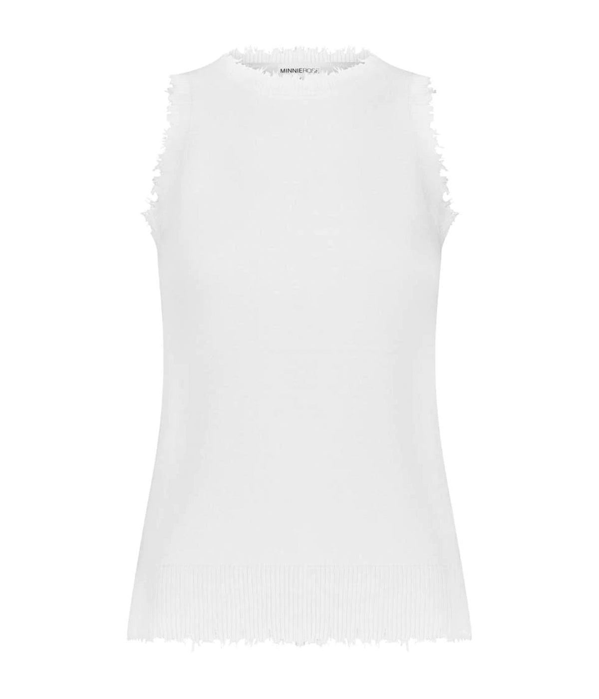 Frayed Tank in White