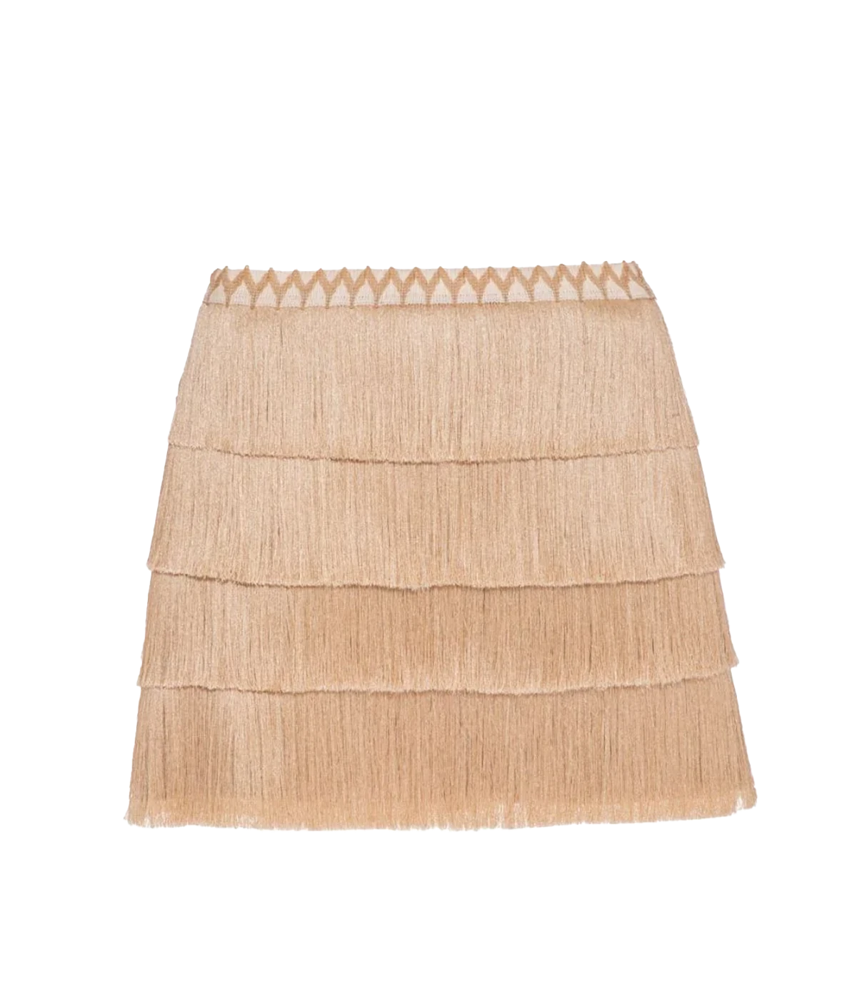 Fringe Trim Mini Skirt in Clay