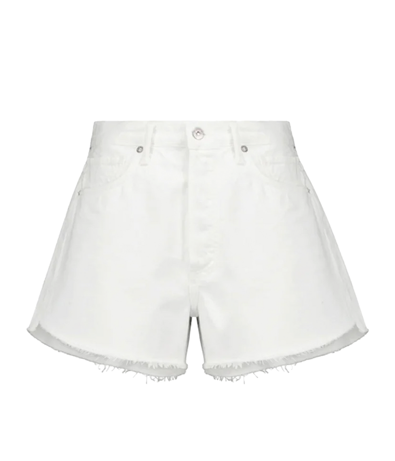 ALT Text: Citizens of Humanity Marlow Vintage Fit Short in Sail, featuring a relaxed mid-rise, undone edges, and made from 100% organic cotton.
