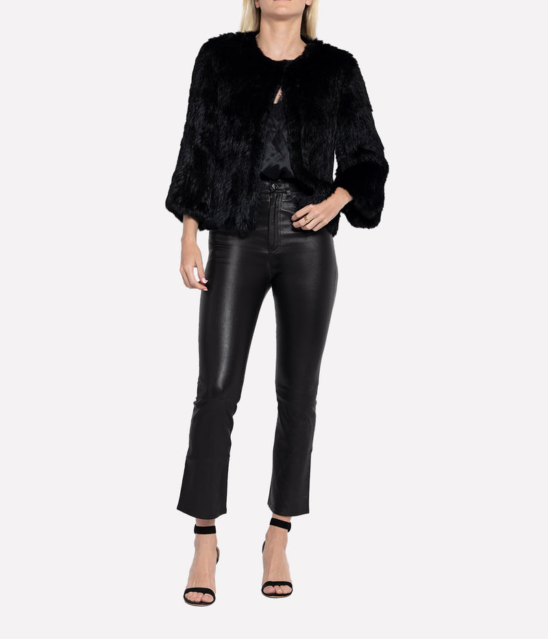 Knitted Fur Jacket in Black