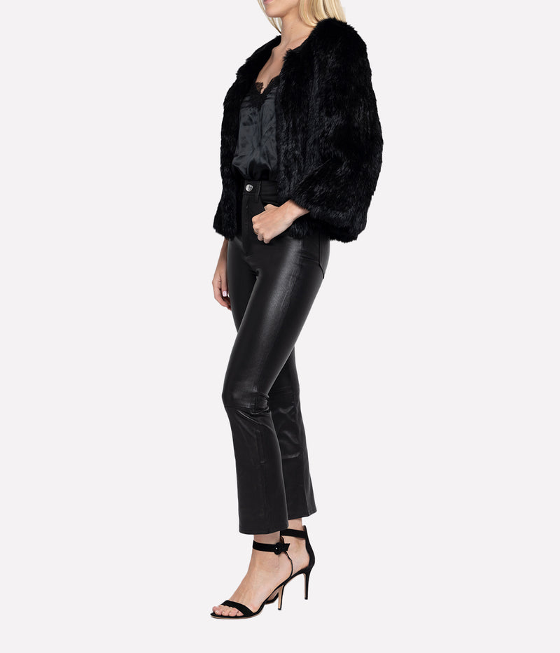 Knitted Fur Jacket in Black