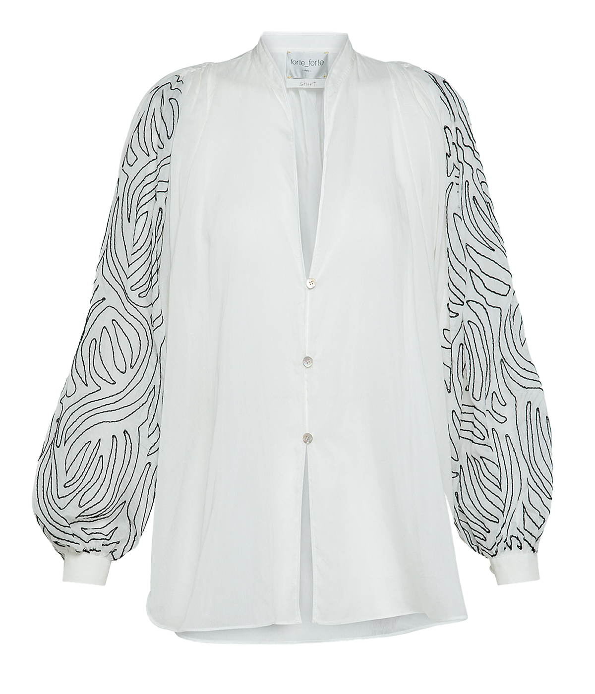 Il Voile Ricamato Wide Sleeve Shirt in Pure