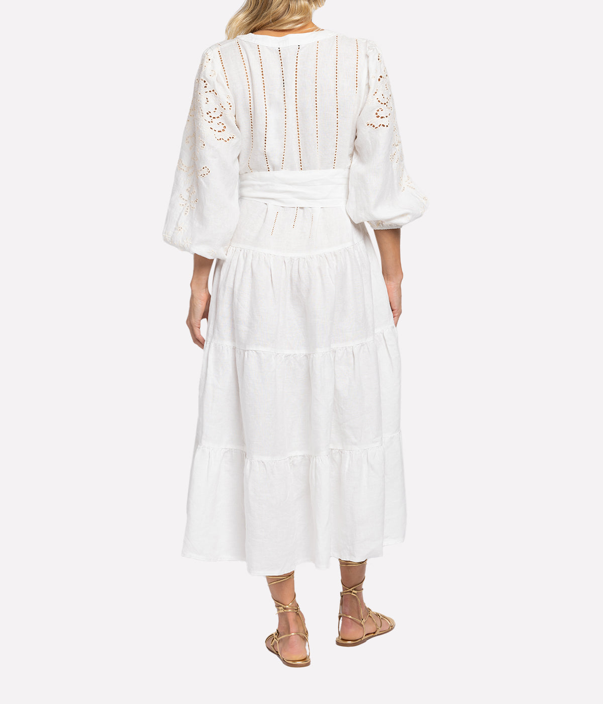 Ithica Long Dress in White & Cream