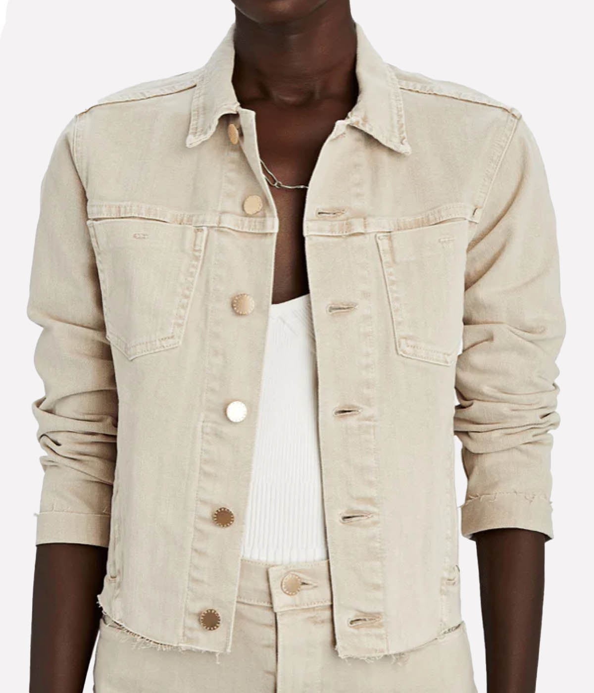 Janelle Slim Raw Jacket in Biscuit