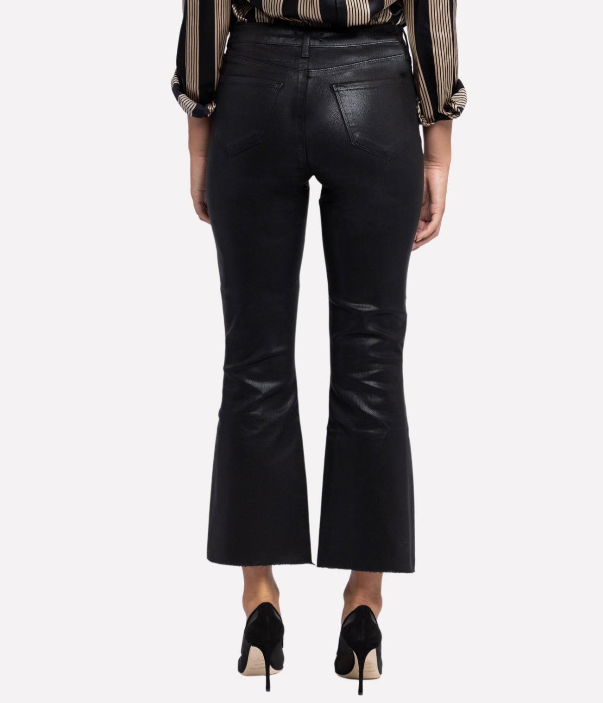 Kendra High Rise Crop Flare in Noir Coated