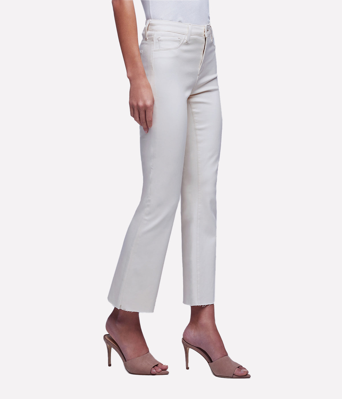 Kendra High Rise Crop Flare in Coated Oat & Mothergoose