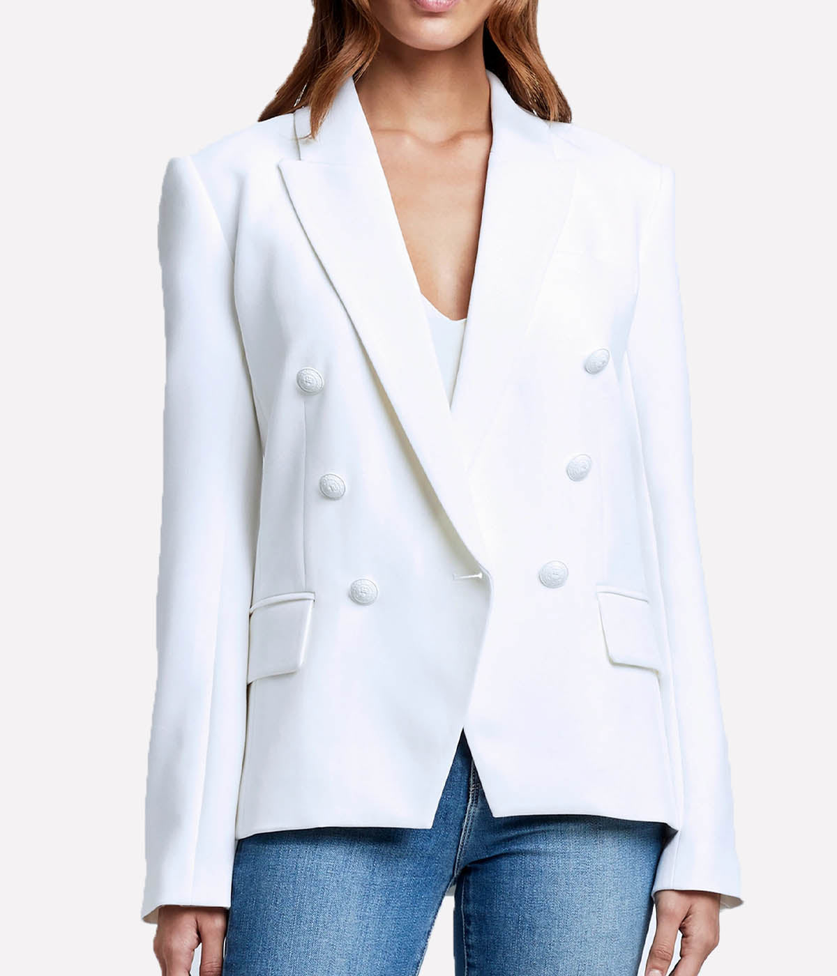 Kenzie Double Breasted Blazer in White