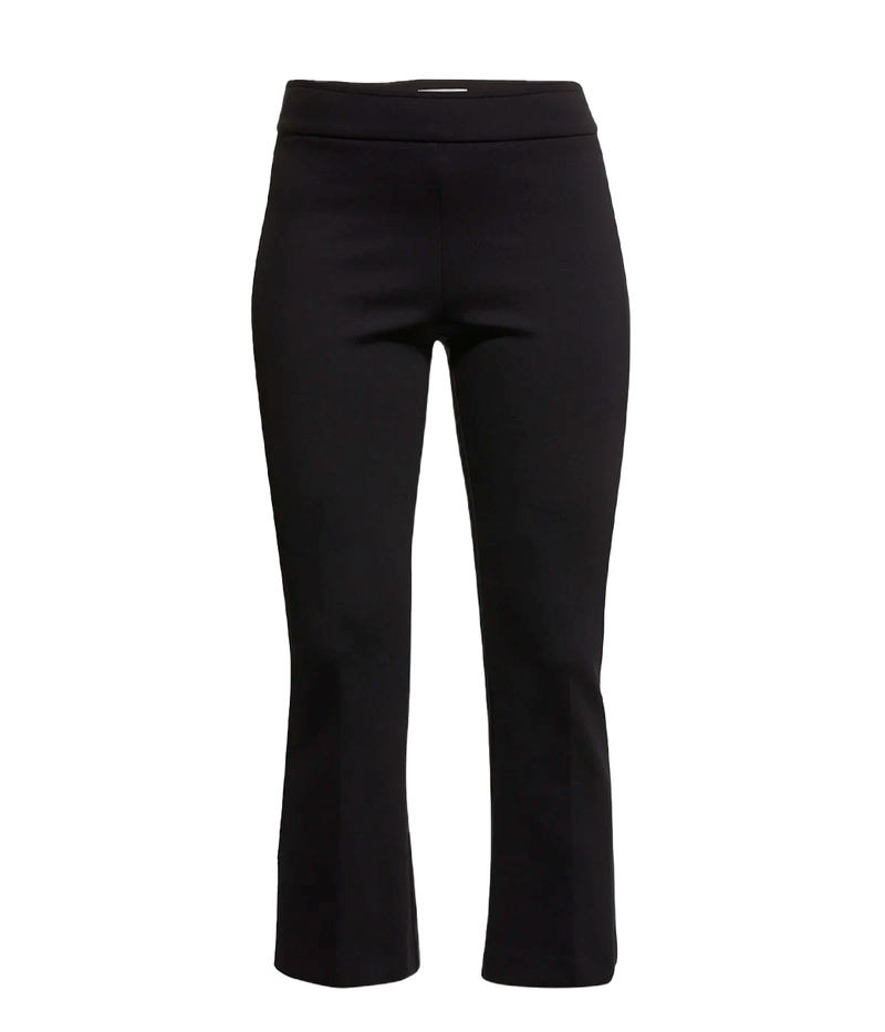 ALT text: Leo Freedom Flare in black smooth stretch fabric with mid-rise waist and flared knee