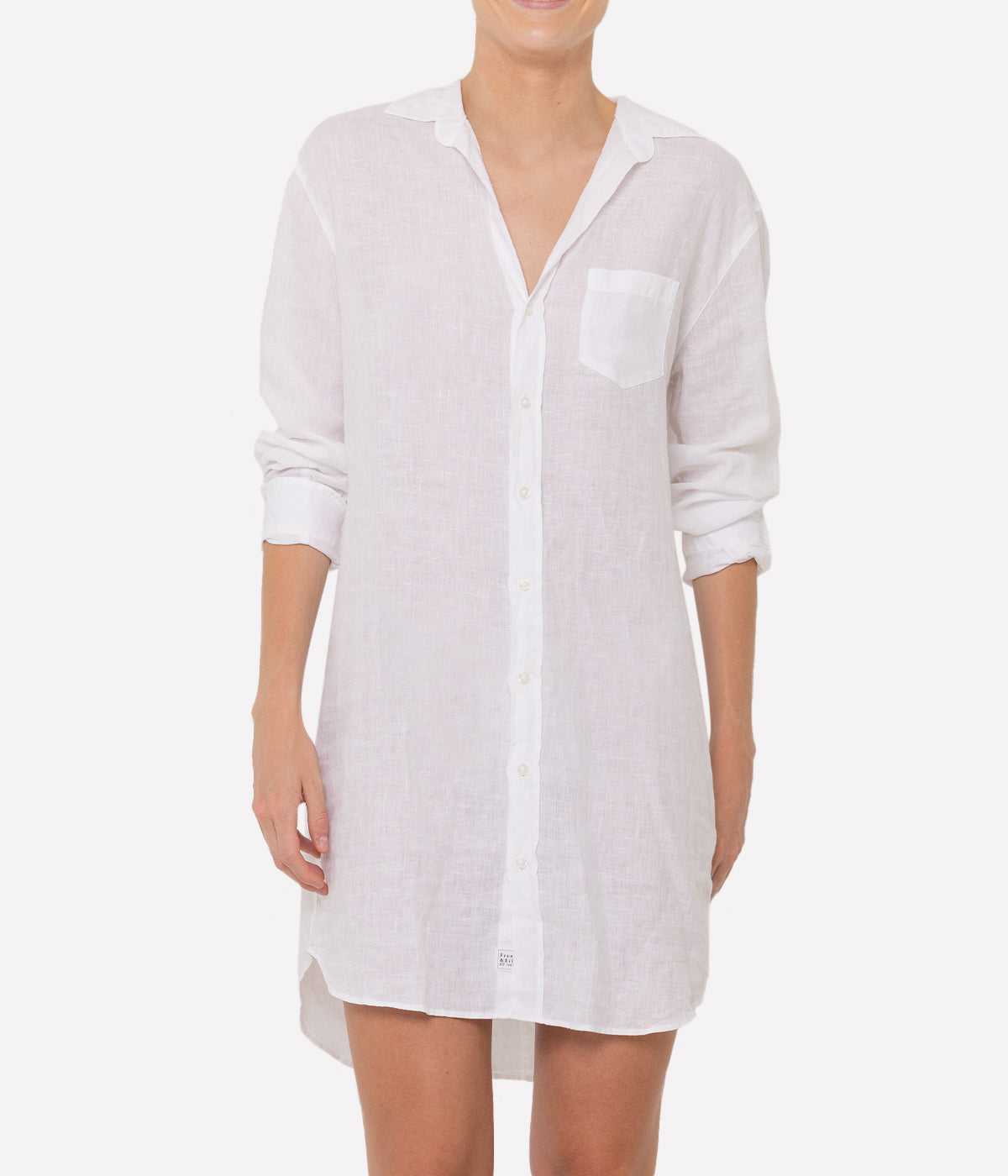 Mary Woven Linen Button Up Dress in White