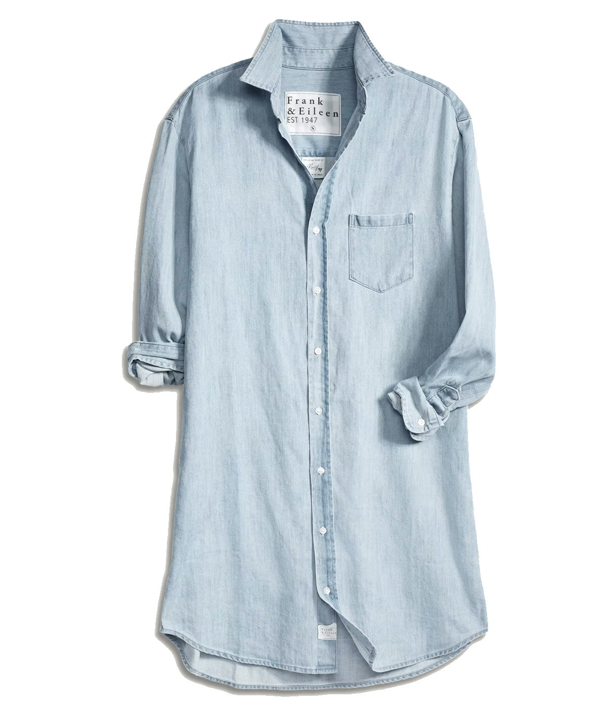 Mary Woven Denim Button-Up Dress by Frank & Eileen – Hand-Dyed Chambray Shirt Dress in 100% Italian Cotton, Long Sleeves, Just Above Knee Hemline