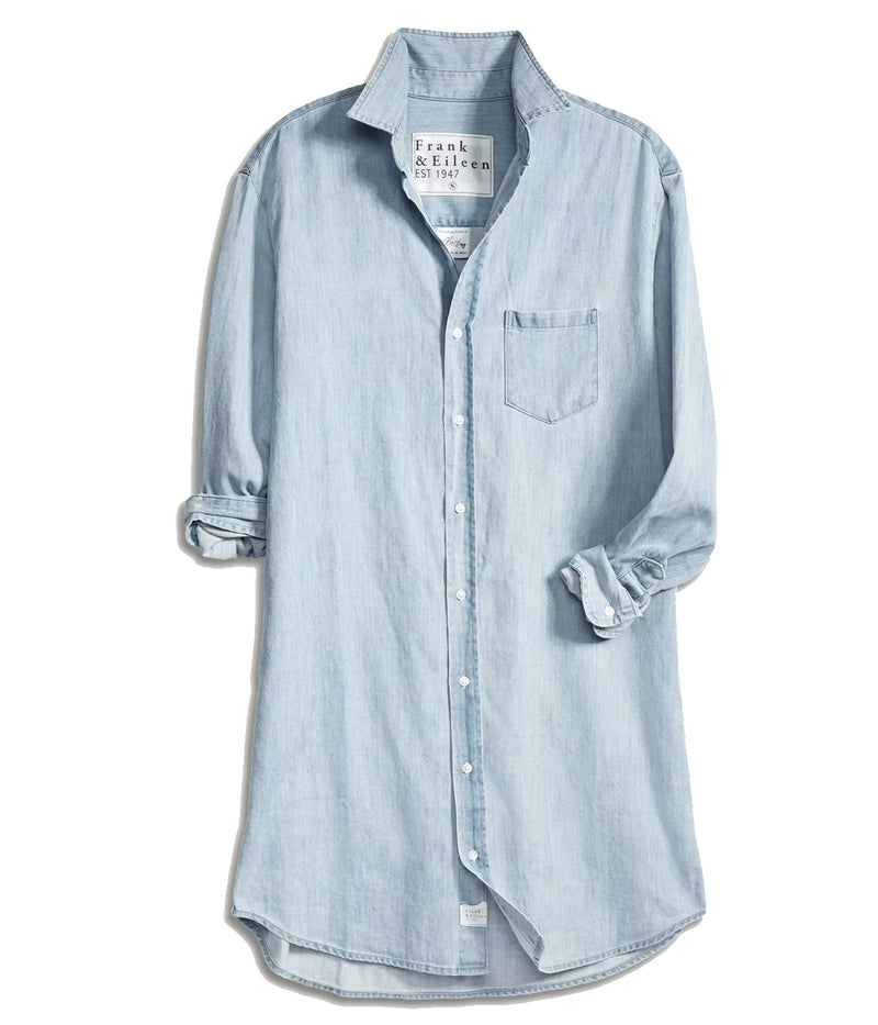 Mary Woven Denim Button-Up Dress by Frank & Eileen – Hand-Dyed Chambray Shirt Dress in 100% Italian Cotton, Long Sleeves, Just Above Knee Hemline