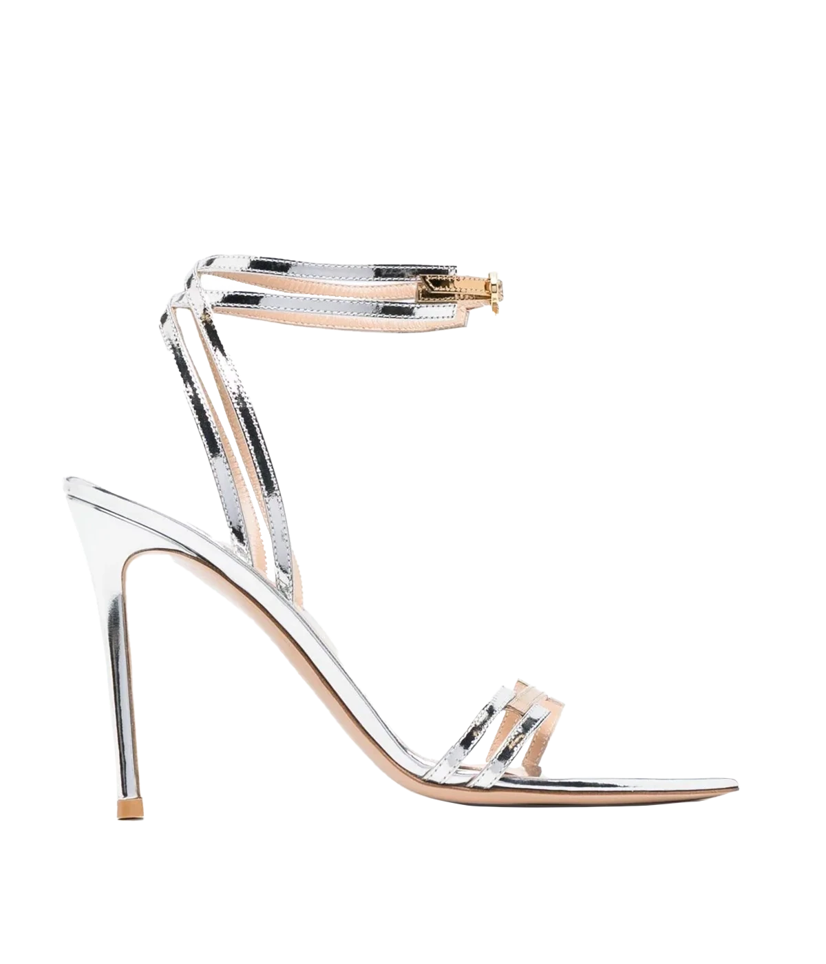 Metal Ankle Strap Sandal in Silver & Mekong