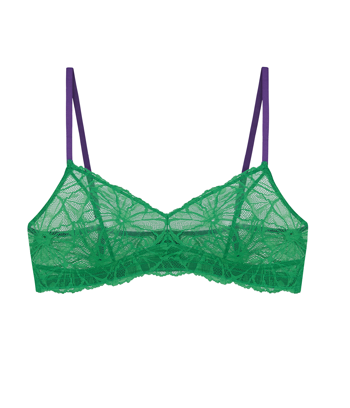 Mia Graphic Lace Soft Bra in Bright Green