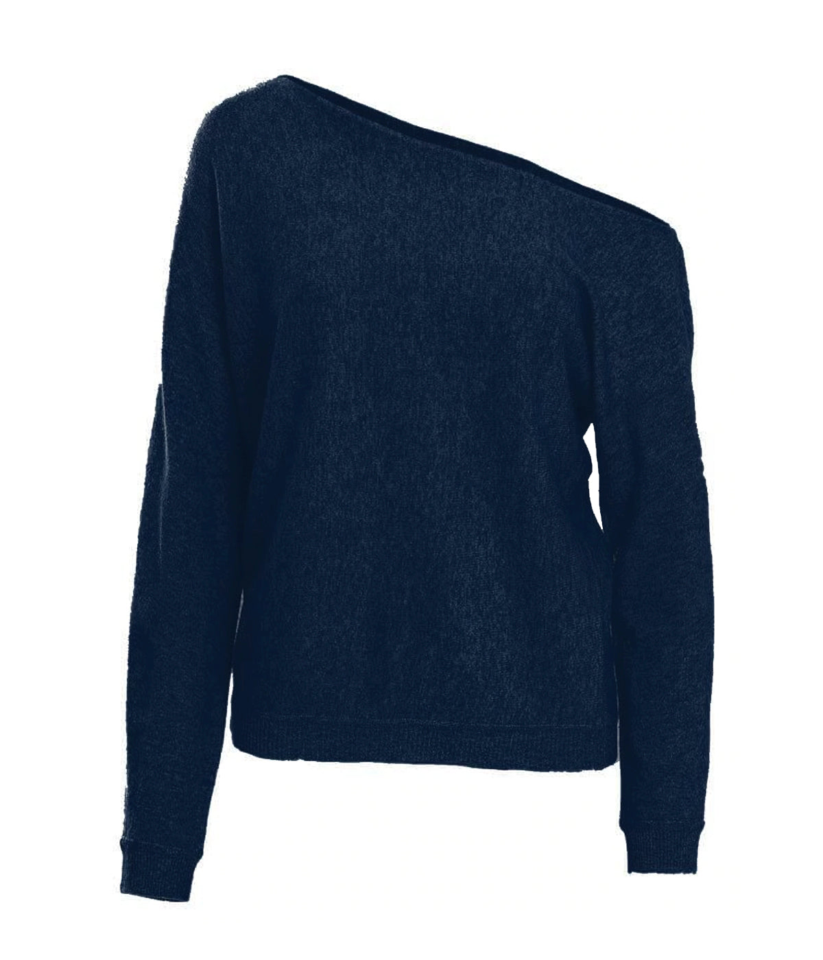 ALT text: Fine Cotton Cashmere Off the Shoulder Sweater with a soft, luxurious blend and off-the-shoulder design