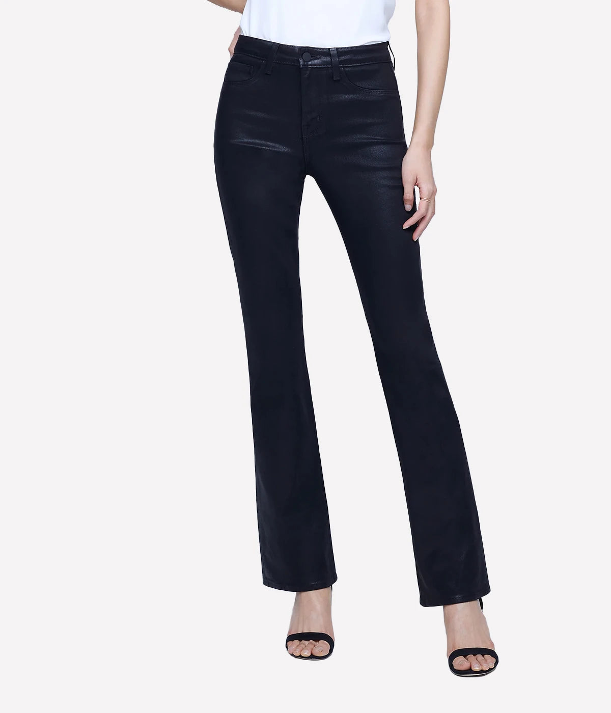 Oriana High Rise Straight Jean in Noir Coated