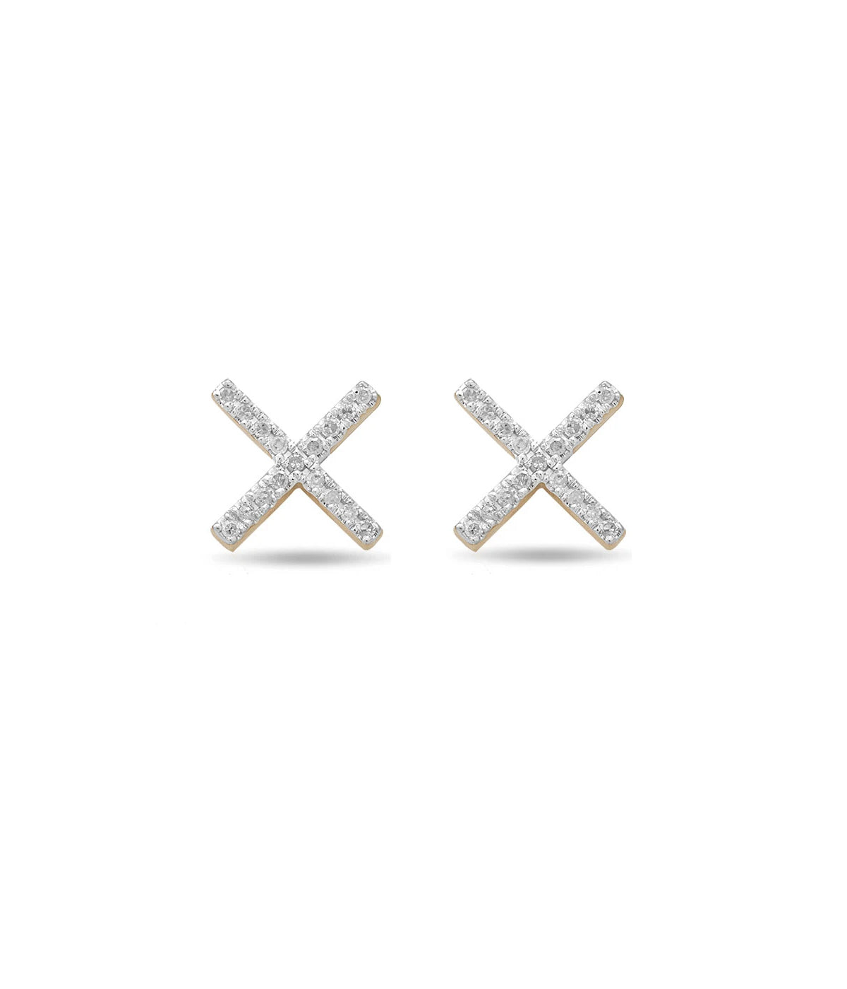 Pave X Yellow Gold Earrings