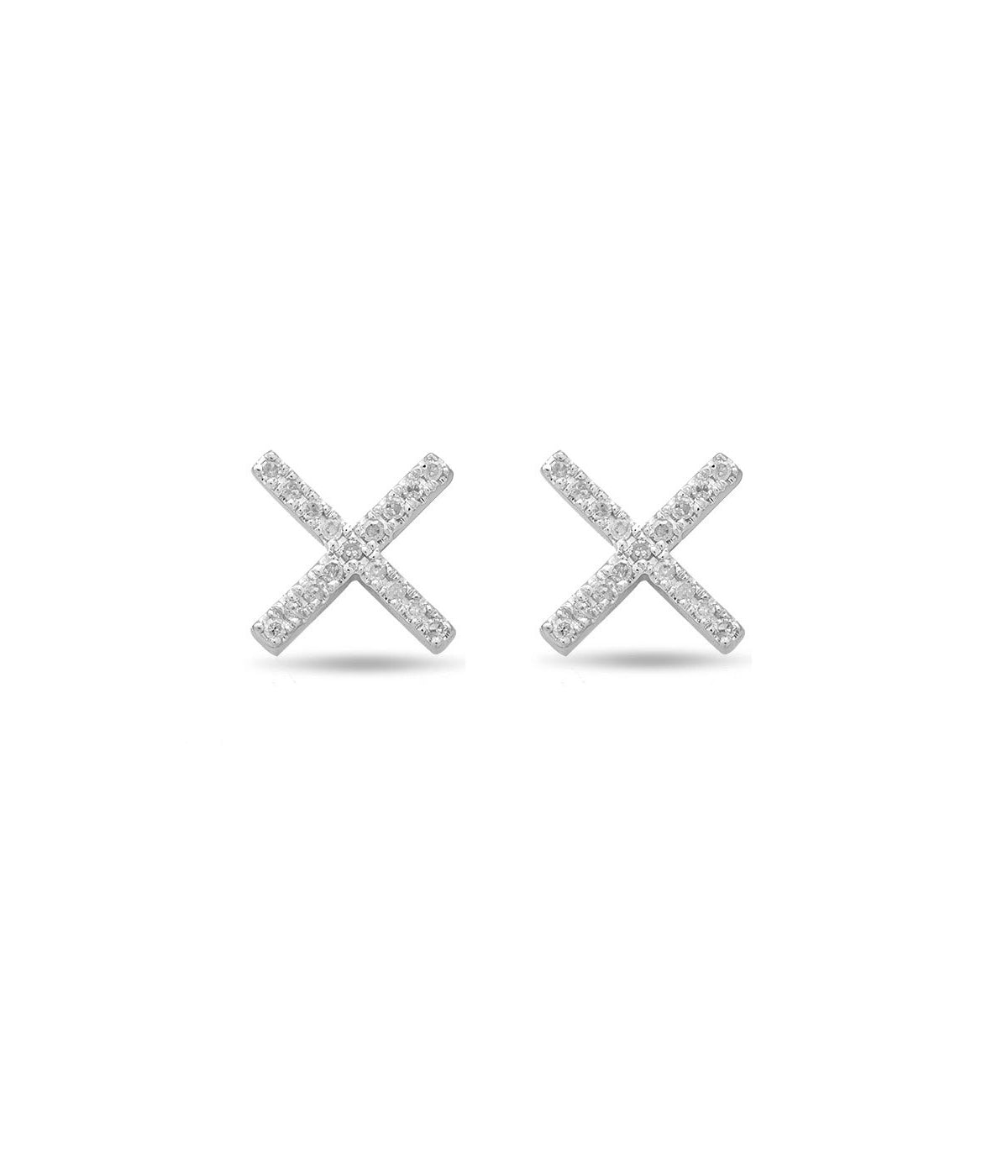 Pave X Posts Earring in Silver