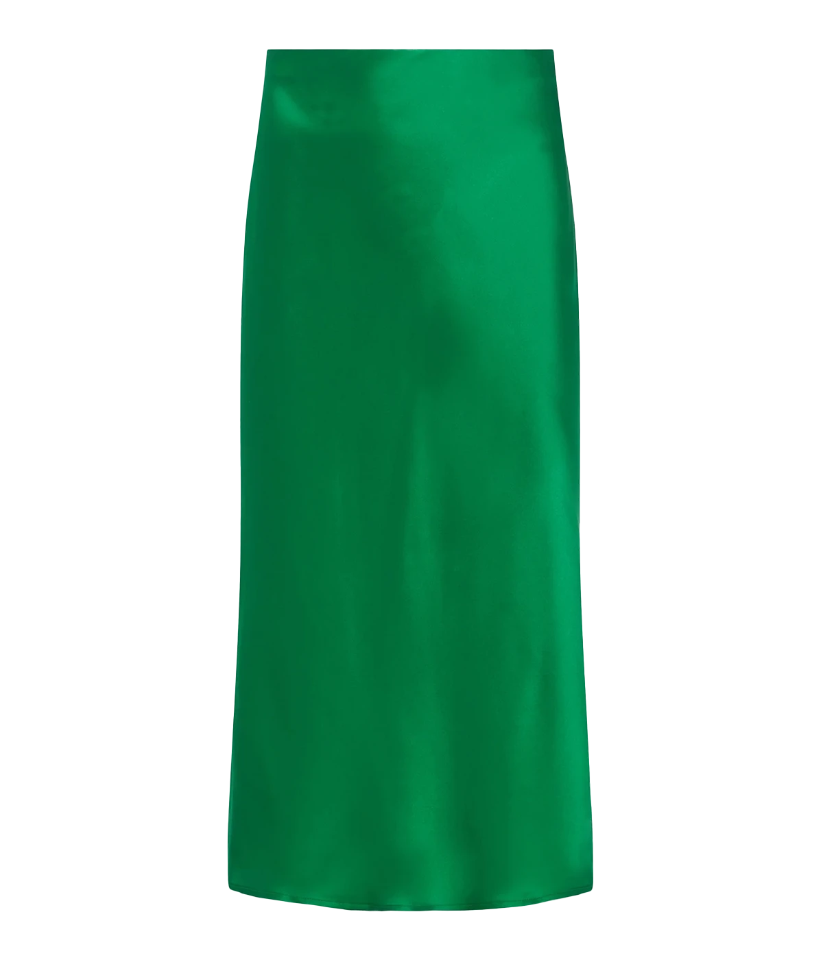 A midi length bias cut grass green skirt, 100% silk, fully lined & zipper closure. Sophisticated, elegant, date night outfit, long lunch, comfortable, throw on and go, made in California. 