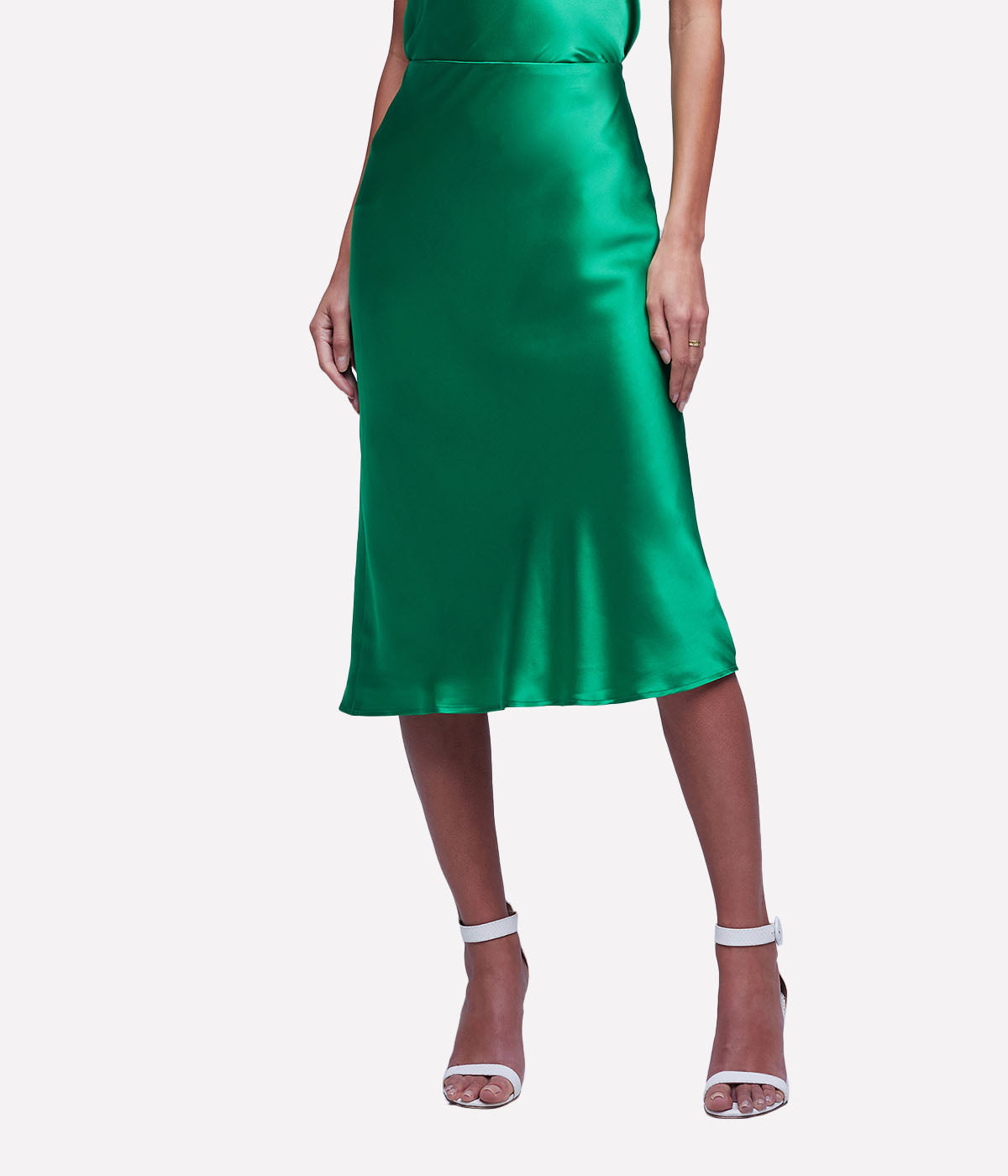 Perin Bias Mid Length Skirt in Grass & Green
