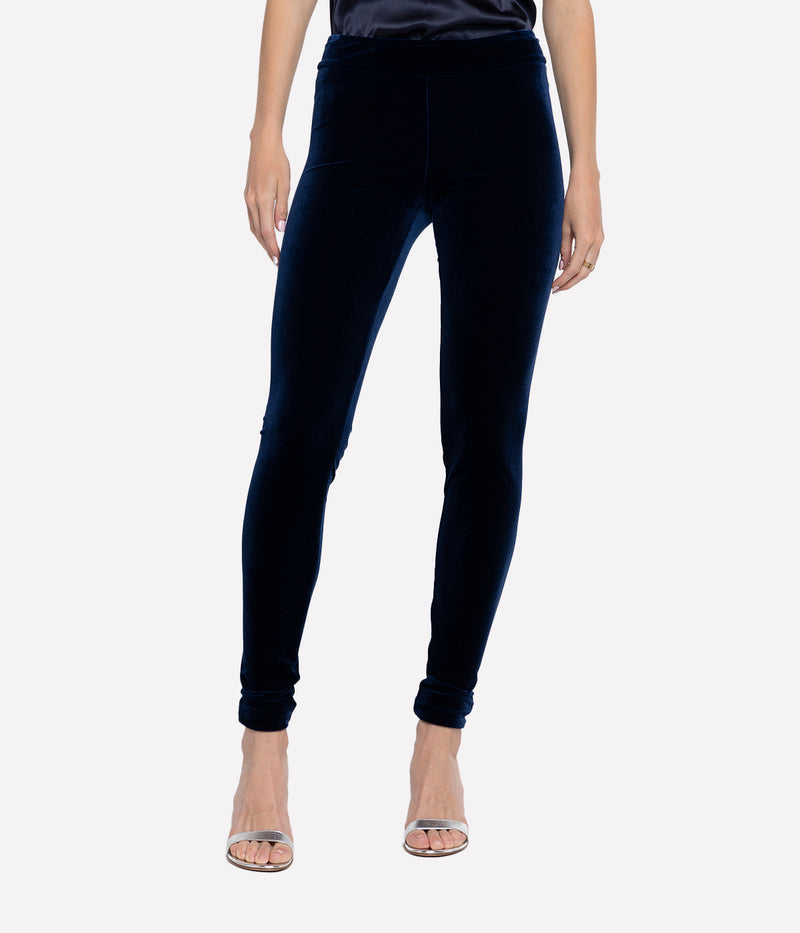 Pull On Velvet Pants in Navy