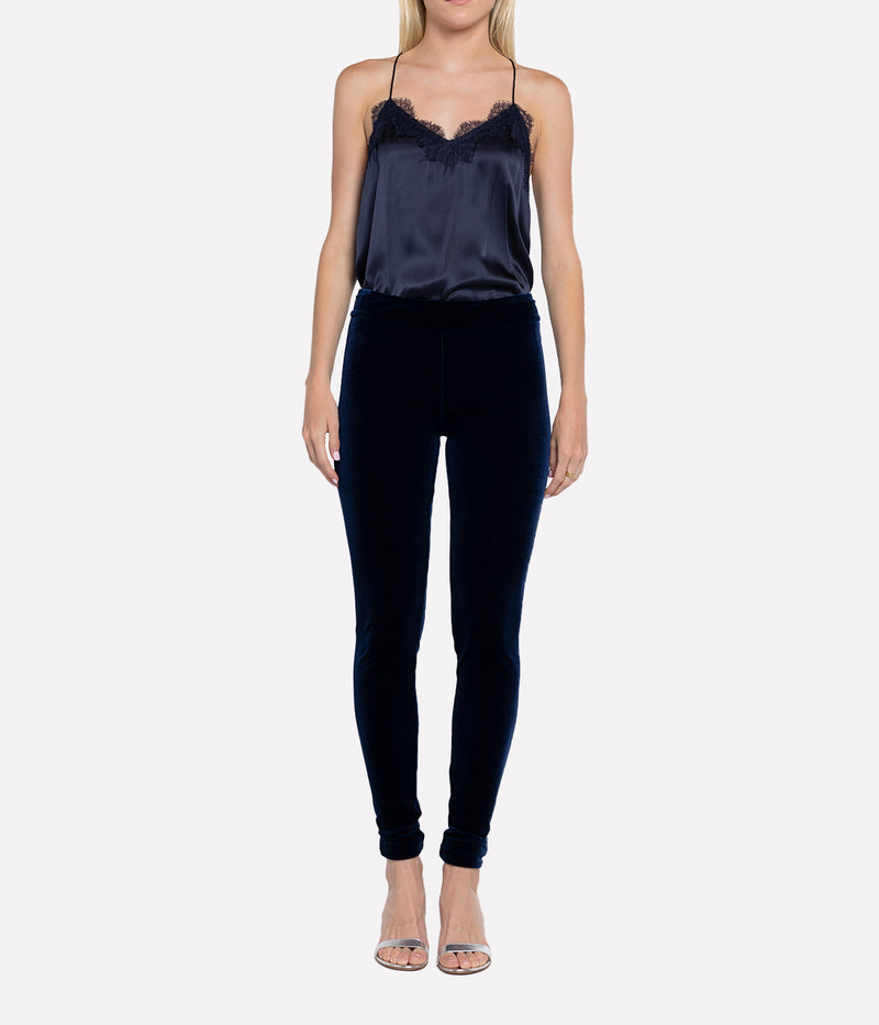 Pull On Velvet Pants in Navy