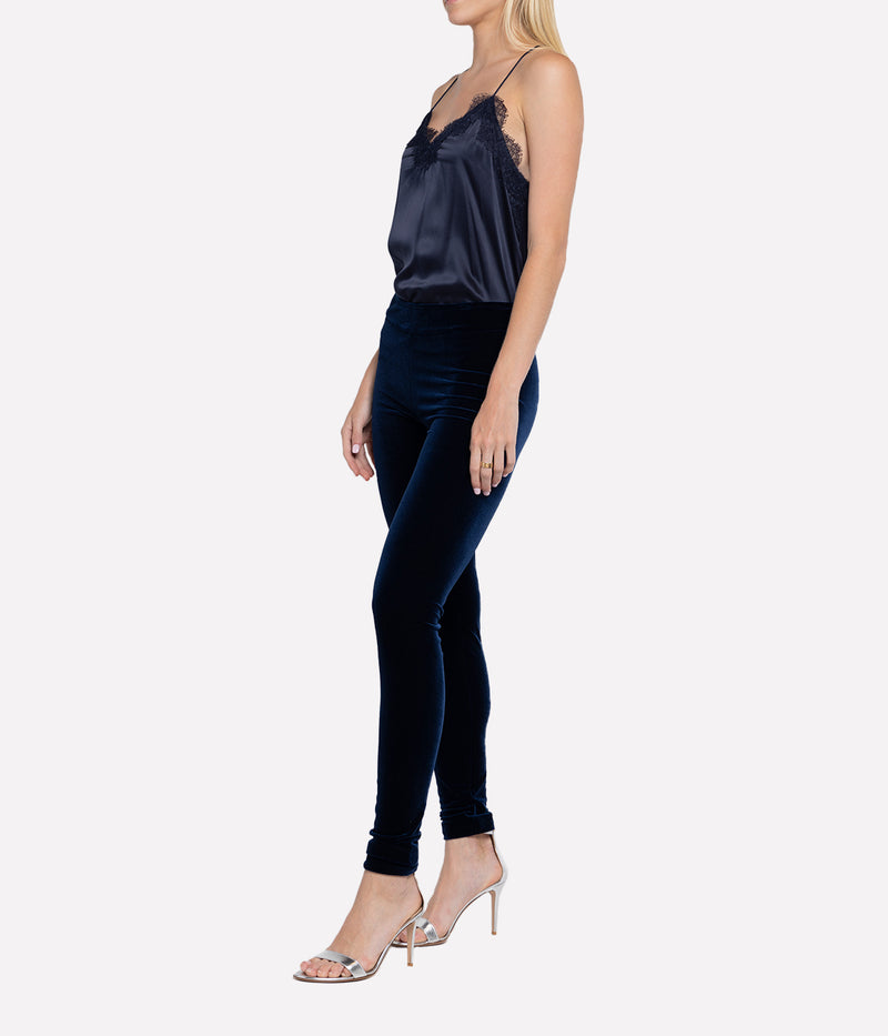 Pull On Velvet Pants in Navy