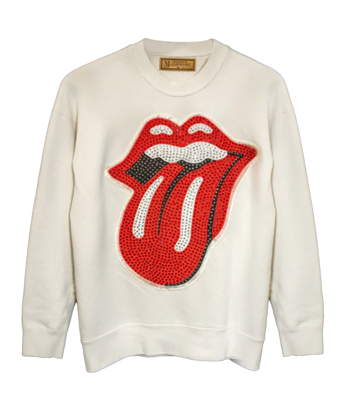 Rolling Stones Crystal Patch Sweatshirt in White Vintage