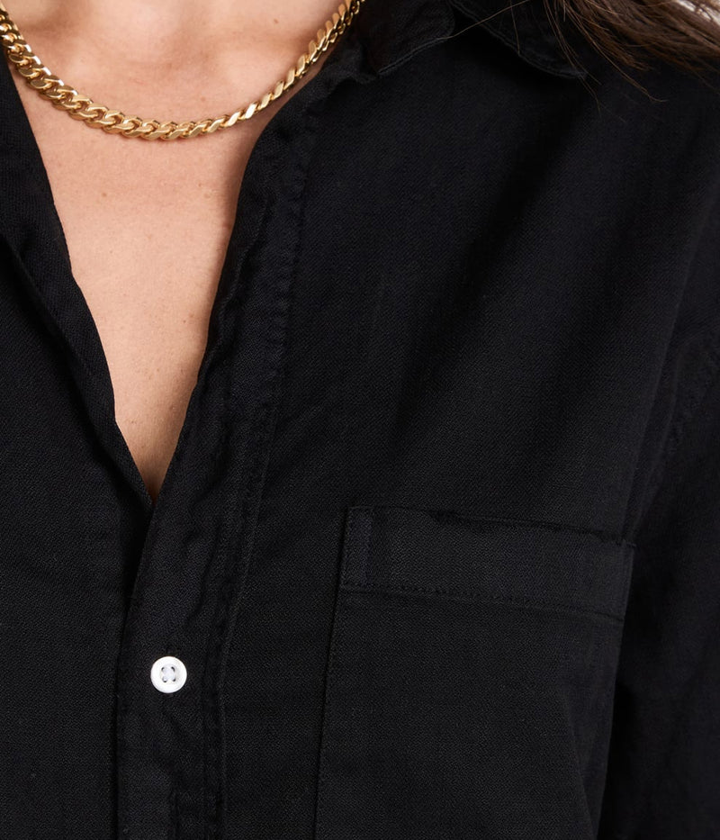 Rory Woven Denim Long Dress in Blackout