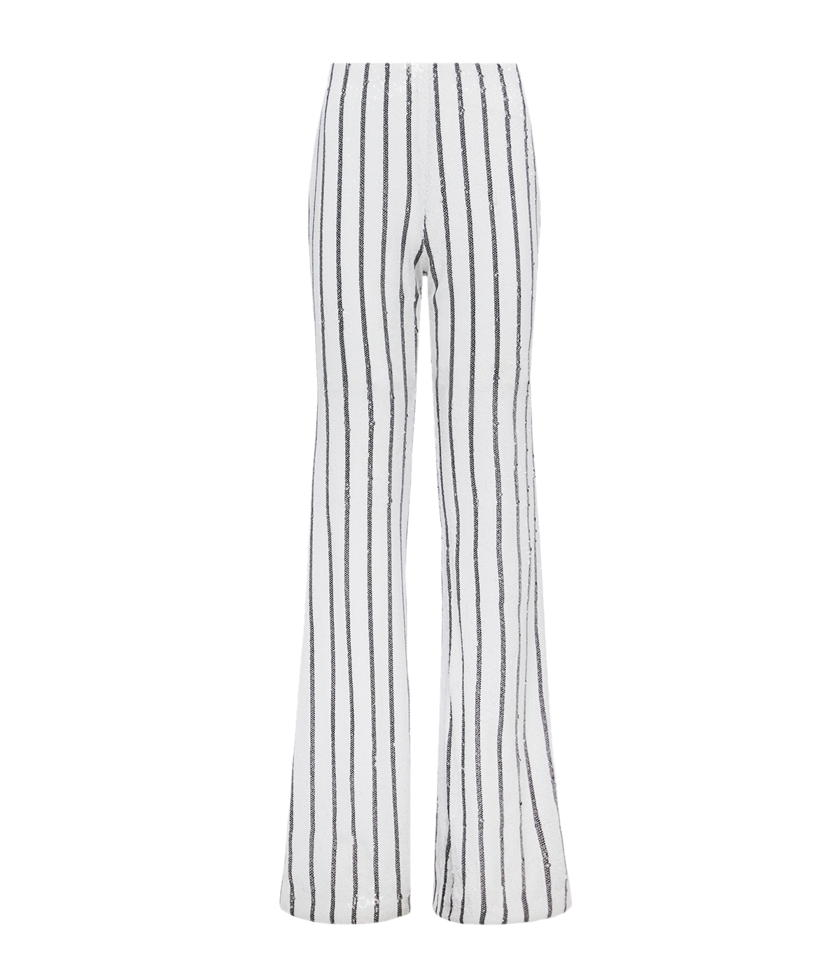 Sapphire Straight Leg Pant in White, Black Sequin Stripe