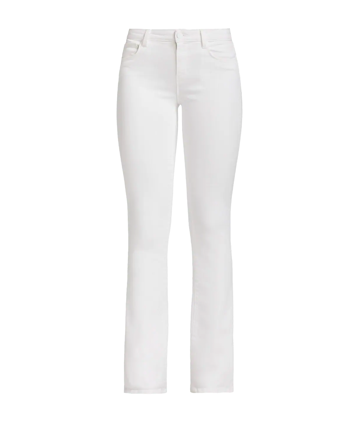 Image of a classic white coated denim skinny jean, with a tapered leg, leather pants, silver hardware, skinny fit. Everyday jean, coated denim, made in USA, date night outfit