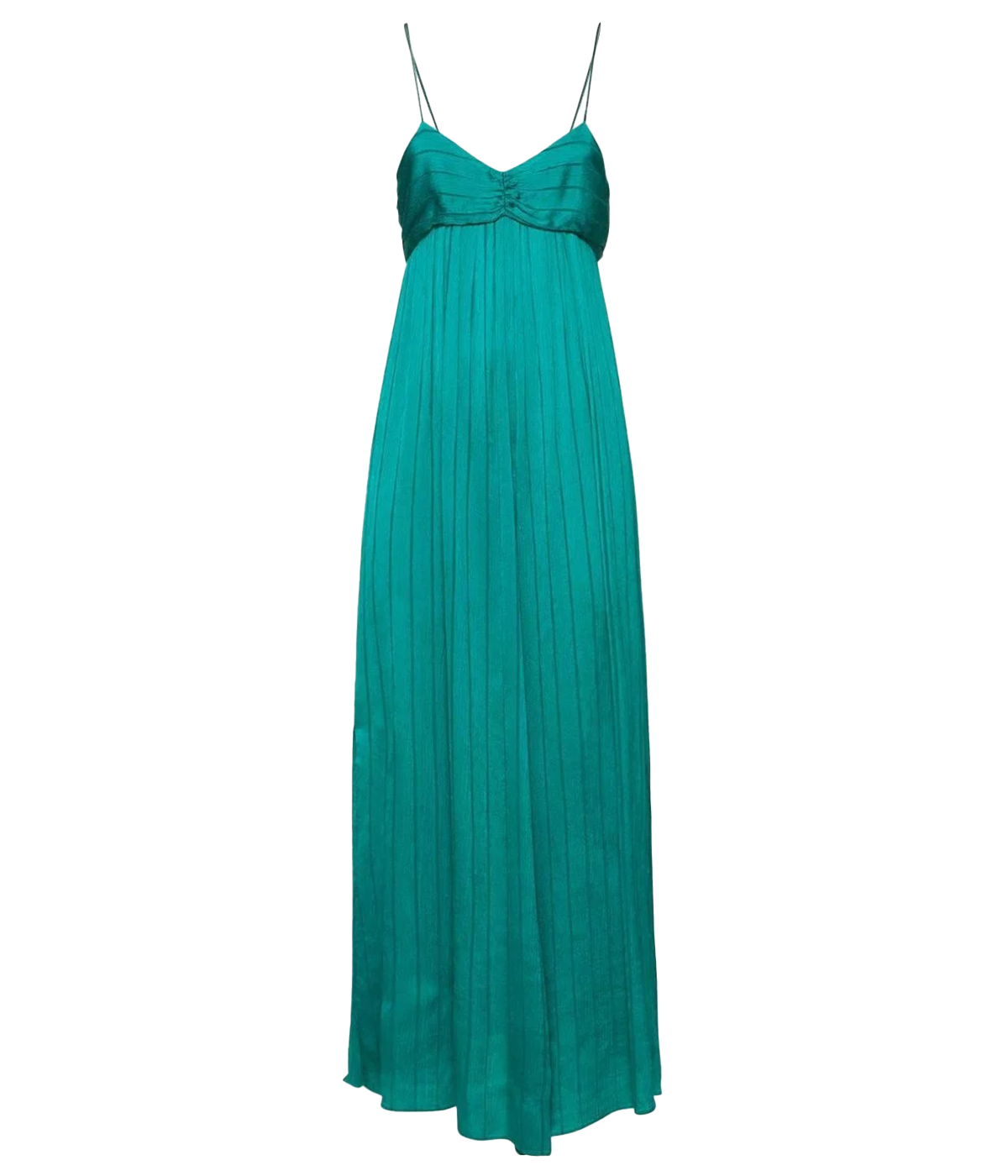 Silk Viscose Creponne Pinstripe Slip Dress in Emerald