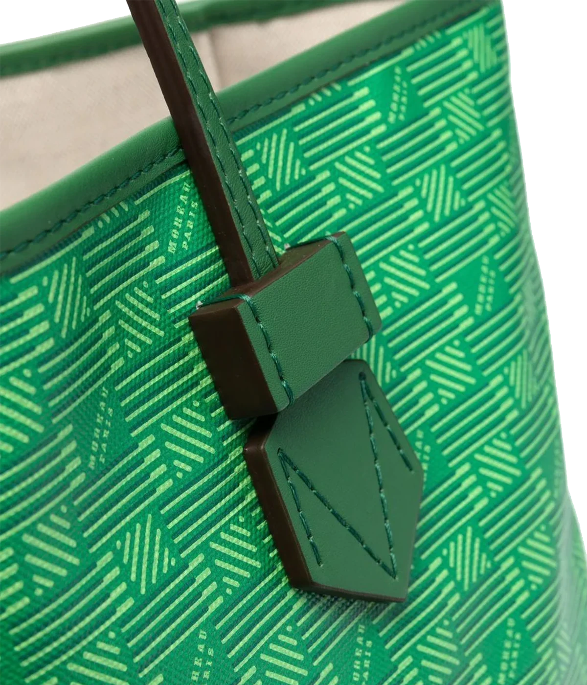 St Tropez MM Tote in Green & Champagne