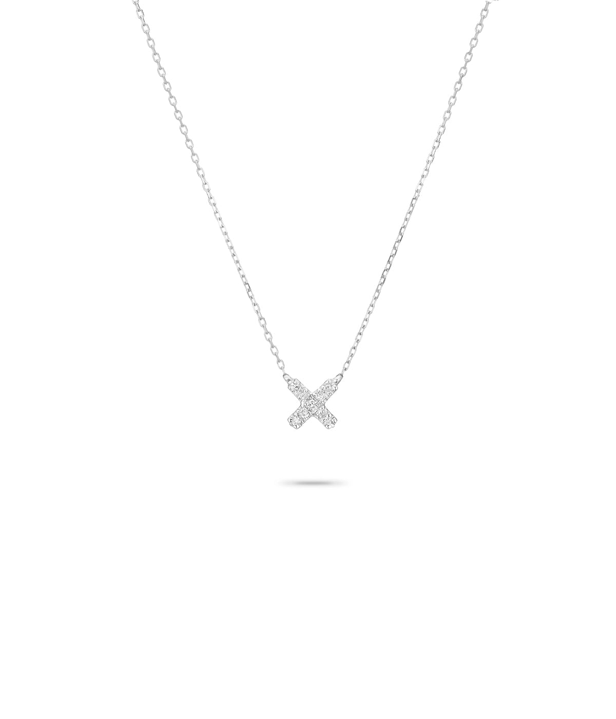 Super Tiny Pave X Necklace in Silver