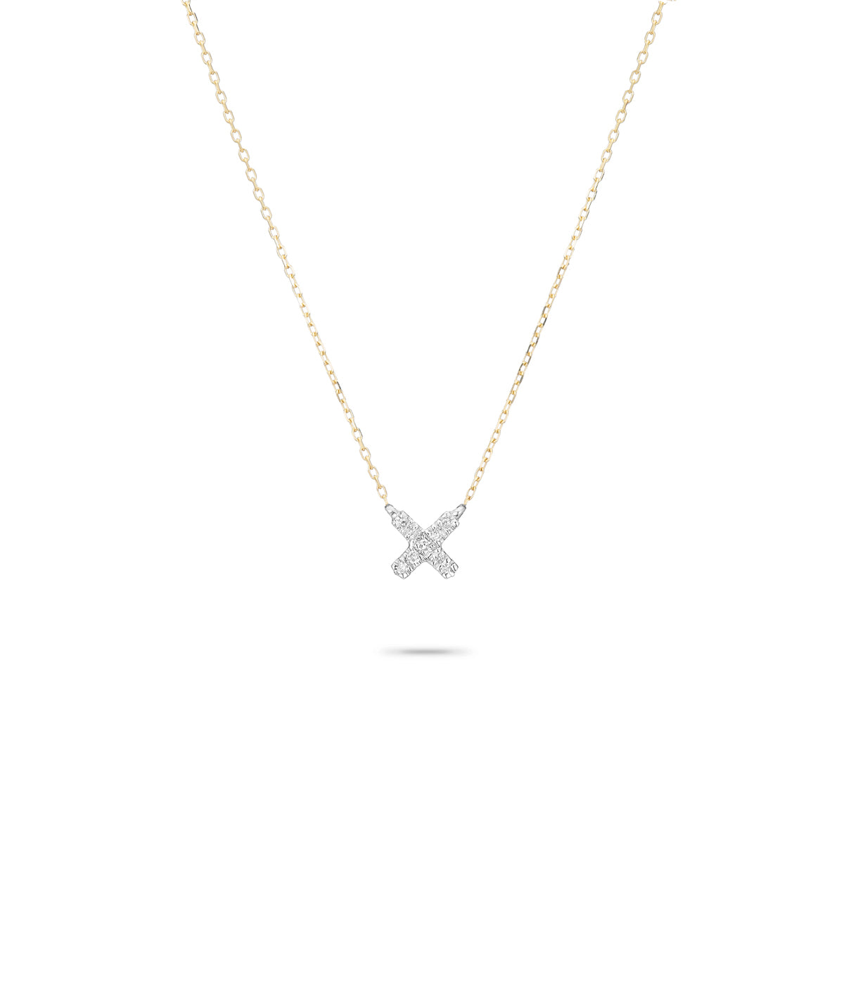 Super Tiny X Necklace in Yellow Gold